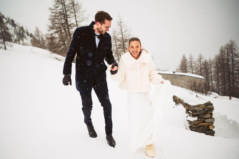 Mountain winter wedding in France